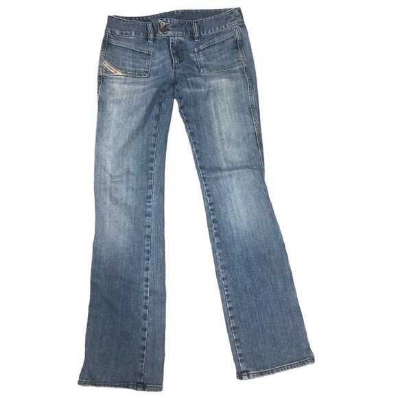 Y2K DIESEL INDUSTRY Flared Jeans Size 30 Blue Hush Low Waist Embroidered Pockets - Picture 10 of 10